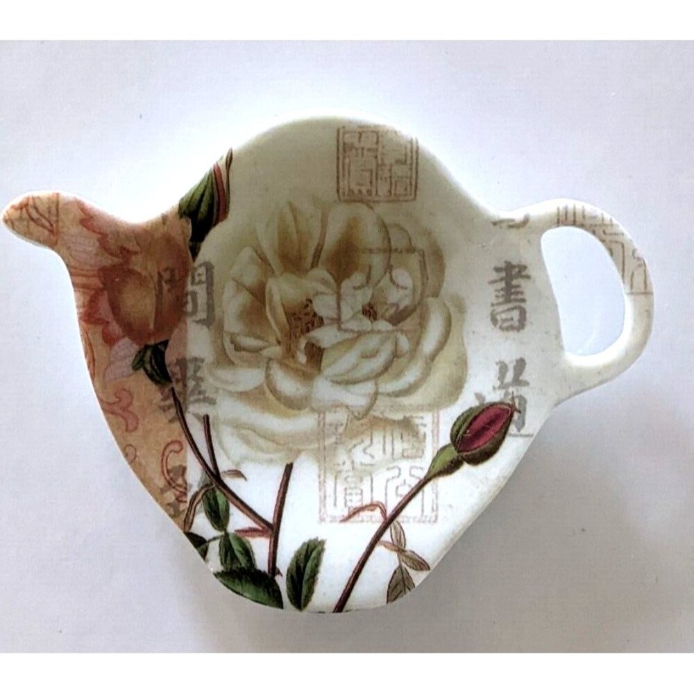 Bowring Oriental Style 6 Tea Bag HolderTea Pot  Shape Melamine Spoon Rest 3*3.5"